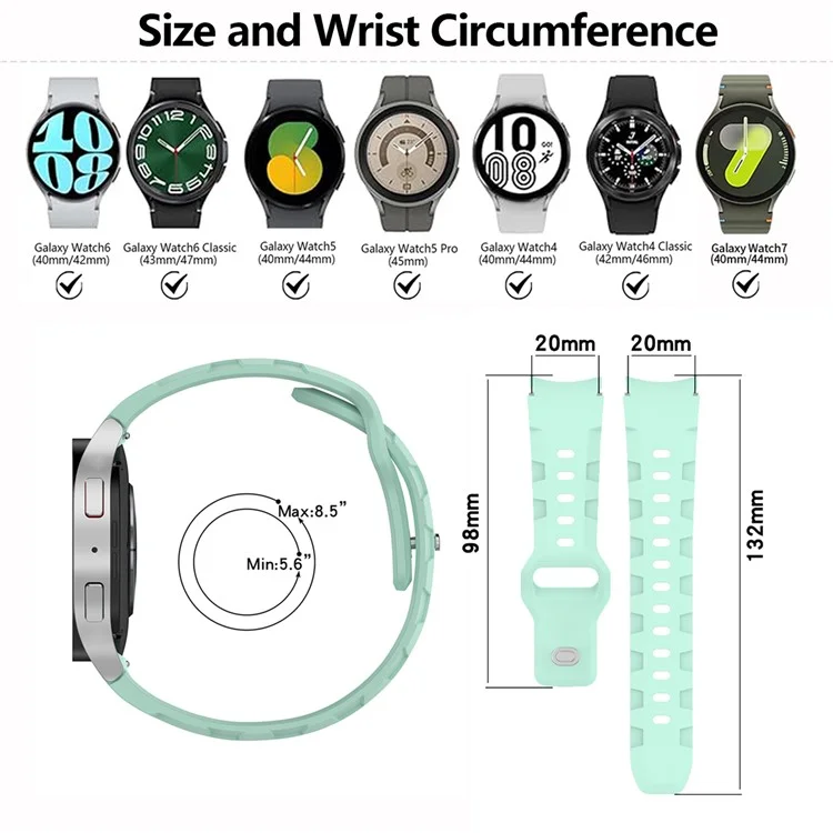 KALEBOL Silikon-Band für Samsung Galaxy Watch7 44mm / 40mm Verstellbares Uhrenarmband - Teal