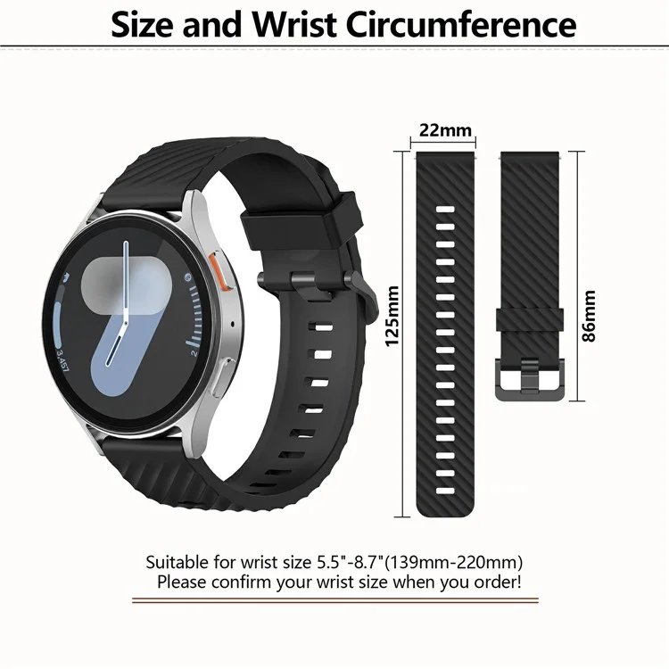 KALEBOL 22mm Silicone Band for Huawei Watch 4  /  4 Pro  /  GT 4 46mm Tire Pattern Watch Strap  - Black