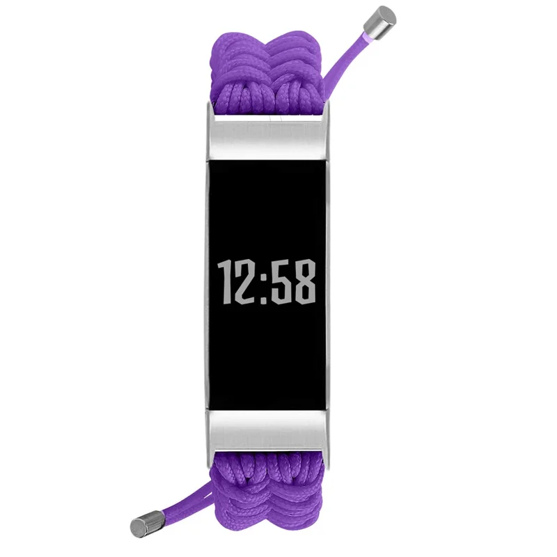 New Style Fashionable Braided Rope Adjustable Watchband Replacement for Fitbit Charge 3/4 - Purple