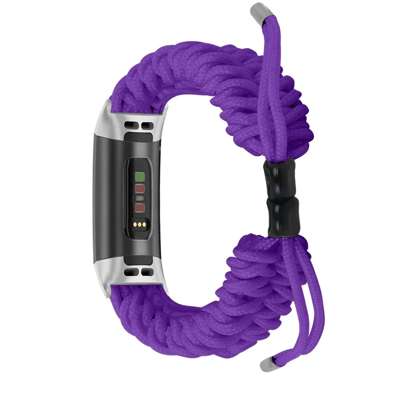 New Style Fashionable Braided Rope Adjustable Watchband Replacement for Fitbit Charge 3/4 - Purple