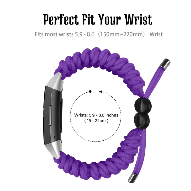 New Style Fashionable Braided Rope Adjustable Watchband Replacement for Fitbit Charge 3/4 - Purple