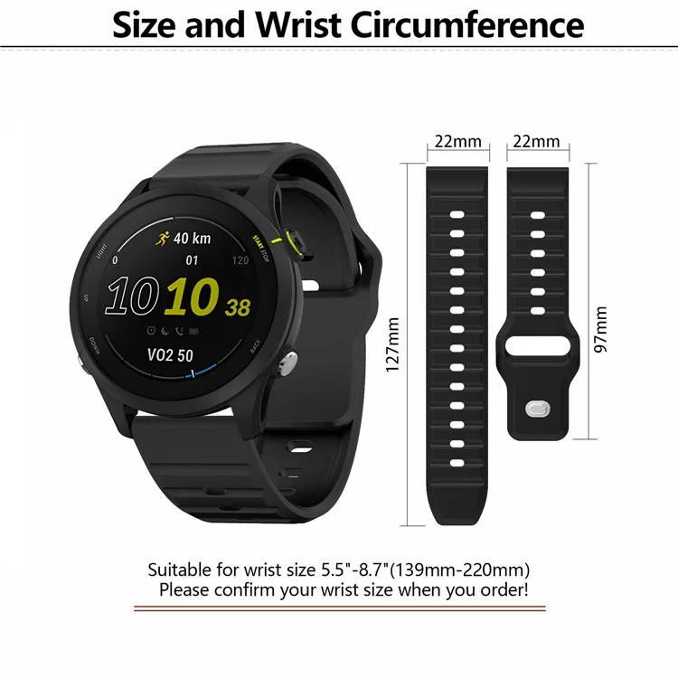 KALEBOL 22mm Silicone Strap for Huawei Watch 4 / 4 Pro / GT 4 46mm Wave Design Watch Band - Black