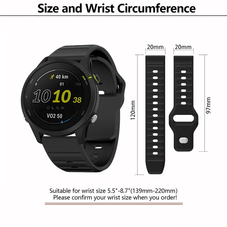 KALEBOL 20mm Bracelete de Silicone para Huawei Watch GT 3 42mm / GT 3 Pro 43mm Desenho de Onda - Preto