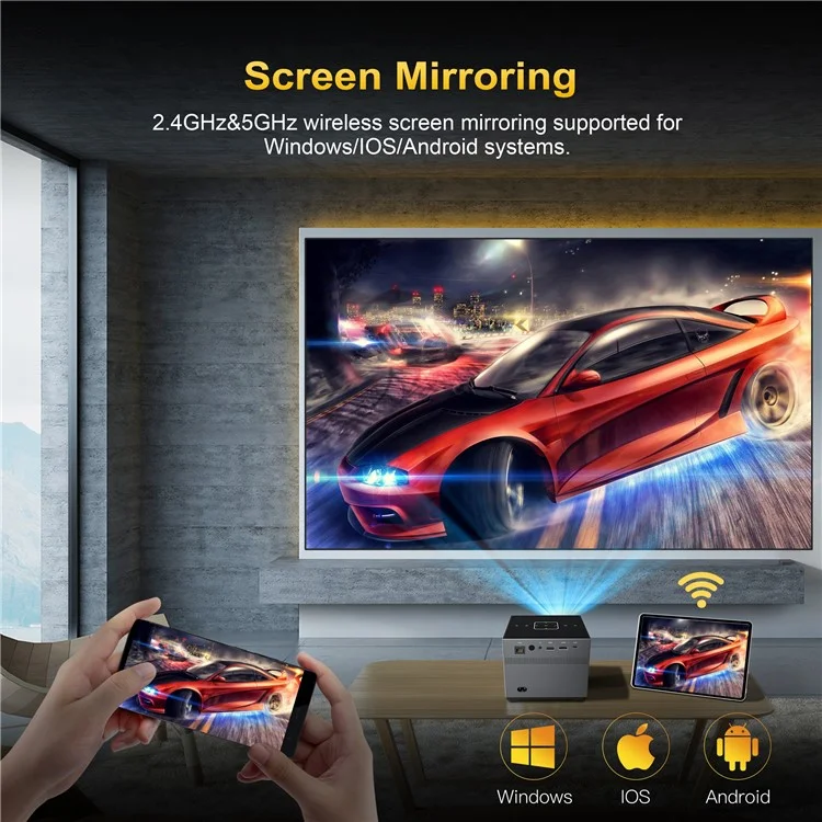 X3 Mini Projector WiFi Bluetooth-compatible Portable Home Theater Video Projector - UK Plug