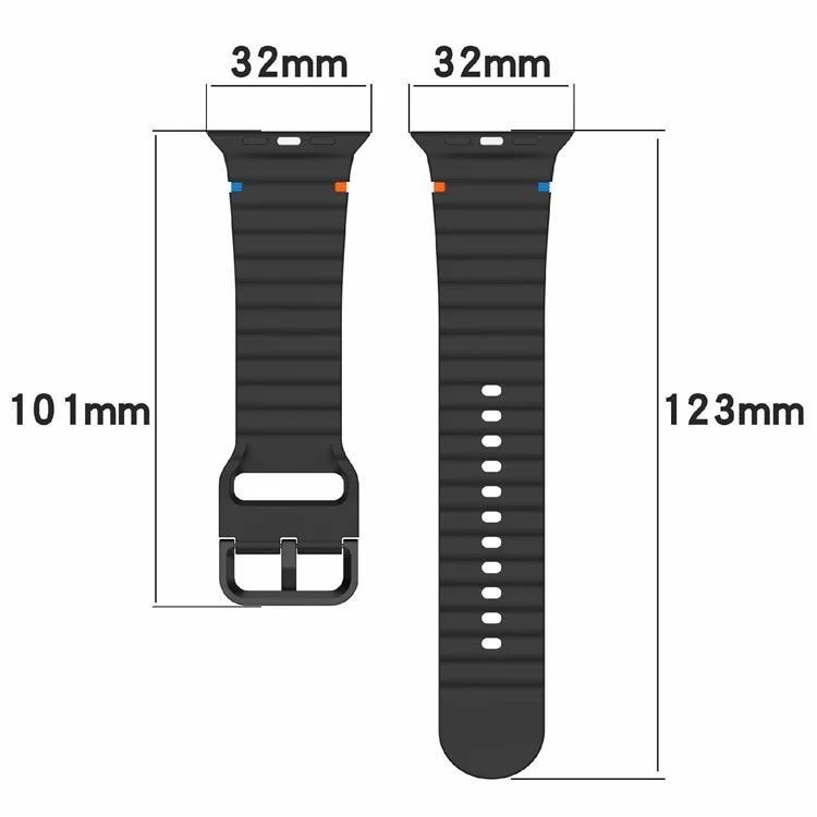 Für Apple Watch Series 10 42 mm / 9 8 7 41 mm / SE (2023) SE (2022) SE 6 5 4 40 mm / 3 2 1 38 mm Silikonarmband - Schwarz