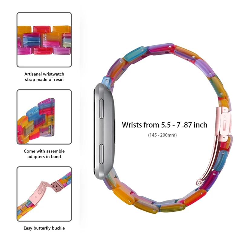 Sostituzione Variopinta Del Peso Leggero Per Fitbit Versa / Versa 2 / Versa Lite Resin Watch Band - Multicolore