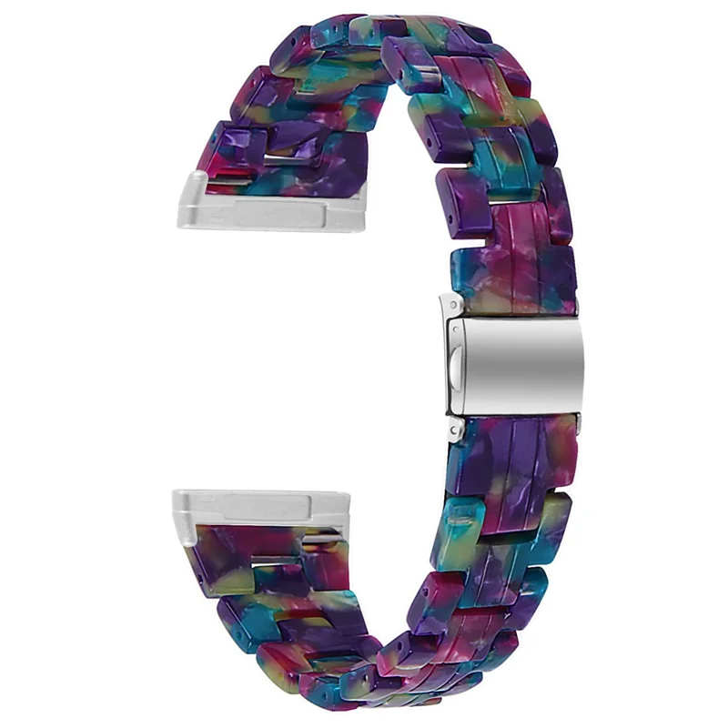 Resin Watch Band Light Weight Colorful Replacement for Fitbit Versa 3/Sense - Purple Green