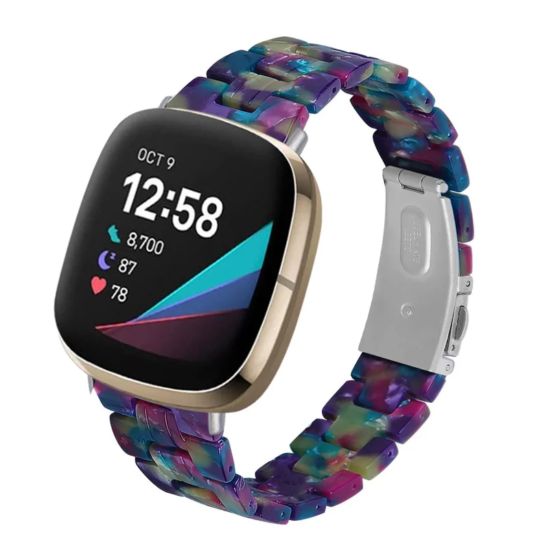 Resin Watch Band Light Weight Colorful Replacement for Fitbit Versa 3/Sense - Purple Green