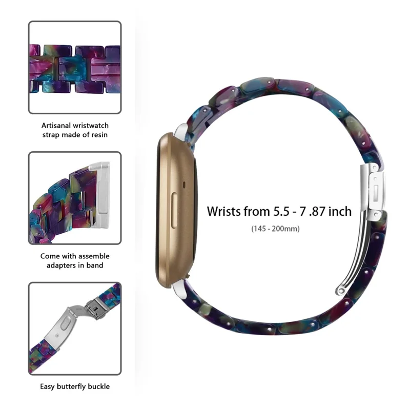 Resin Watch Band Light Weight Colorful Replacement for Fitbit Versa 3/Sense - Purple Green