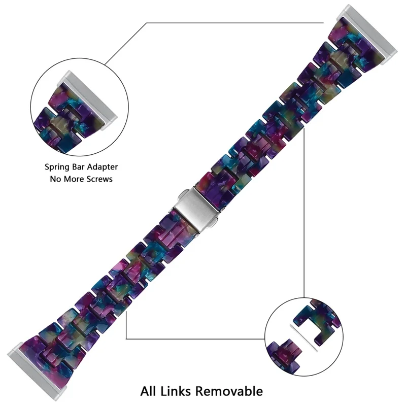 Resin Watch Band Light Weight Colorful Replacement for Fitbit Versa 3/Sense - Purple Green