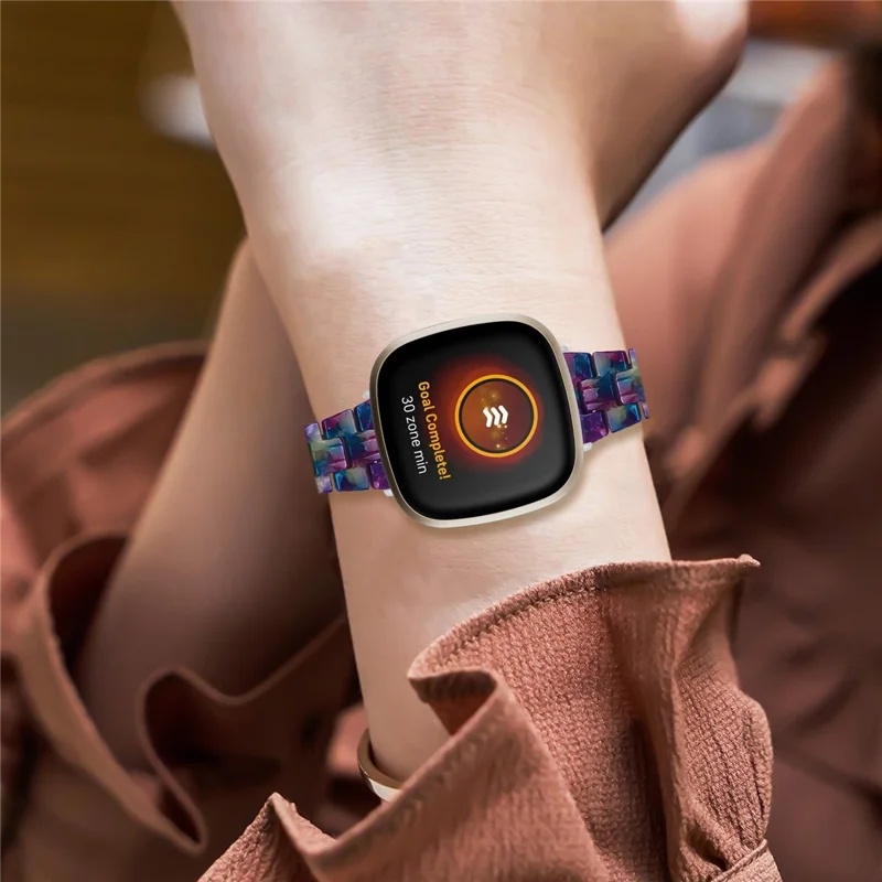 Resin Watch Band Light Weight Colorful Replacement for Fitbit Versa 3/Sense - Purple Green
