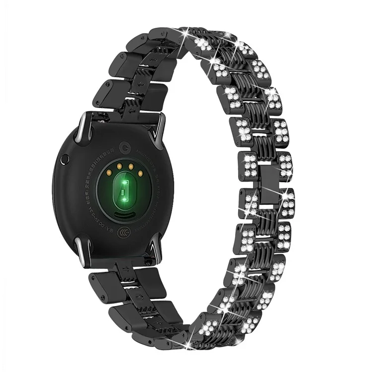 Zinc Alloy Rhinestone Decor Thread 20mm Smart Watch Strap Replacement for Polar Pacer Pro/HUAMI AMAZFIT Youth Edition Sports Smart Watch - Black