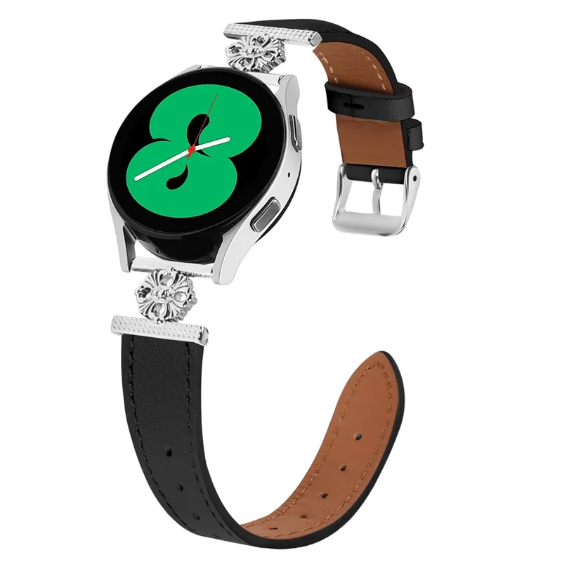 Per Garmin vivoactive 5 / Garminactive 5 Cinturino per orologio in vera pelle di mucca con decorazione floreale regolabile - Nero