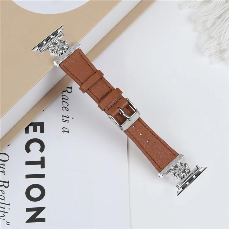 Ремешок для часов Apple Watch Series 10 42 мм / 9 8 7 41 мм / SE (2023) SE (2022) SE 6 5 4 40 мм / 3 2 1 38 мм Genuine Cow Leather Strap - Brown
