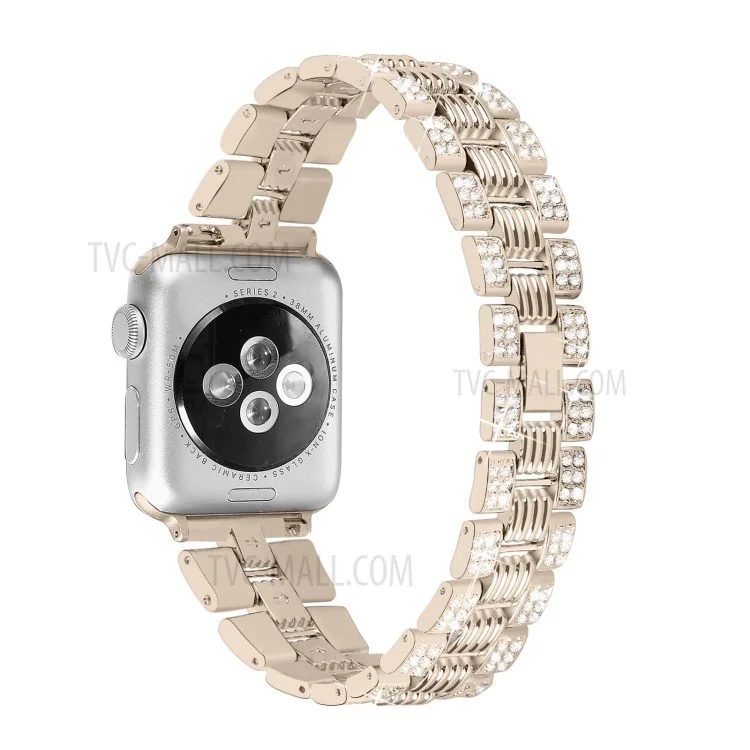 Uhrenarmband aus Zinklegierung mit Strass-Dekoration für Apple Watch Series 10 42mm / 9 8 7 41mm / 6 5 4 SE SE (2022) SE (2023) 40mm / 3 2 1 38mm - Gold
