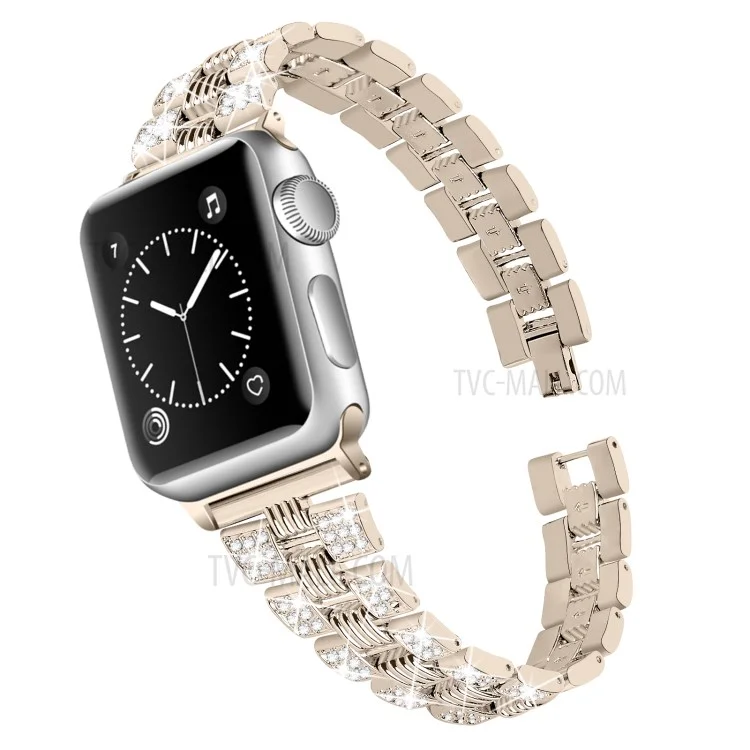 Uhrenarmband aus Zinklegierung mit Strass-Dekoration für Apple Watch Series 10 42mm / 9 8 7 41mm / 6 5 4 SE SE (2022) SE (2023) 40mm / 3 2 1 38mm - Gold