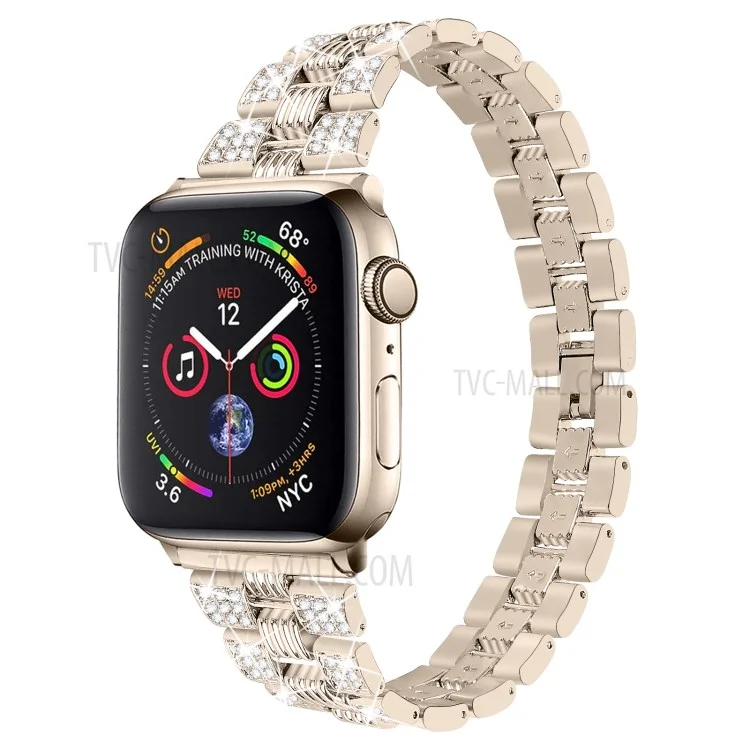 Uhrenarmband aus Zinklegierung mit Strass-Dekoration für Apple Watch Series 10 42mm / 9 8 7 41mm / 6 5 4 SE SE (2022) SE (2023) 40mm / 3 2 1 38mm - Gold