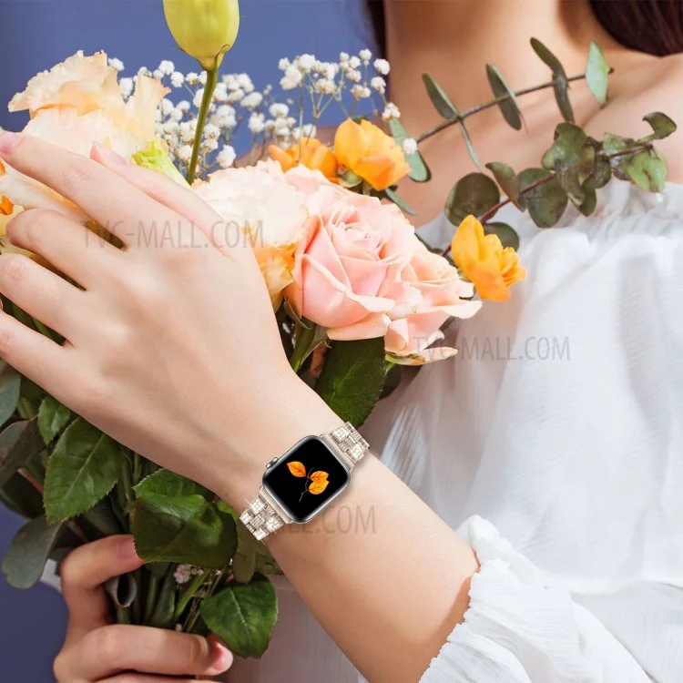 Uhrenarmband aus Zinklegierung mit Strass-Dekoration für Apple Watch Series 10 42mm / 9 8 7 41mm / 6 5 4 SE SE (2022) SE (2023) 40mm / 3 2 1 38mm - Gold
