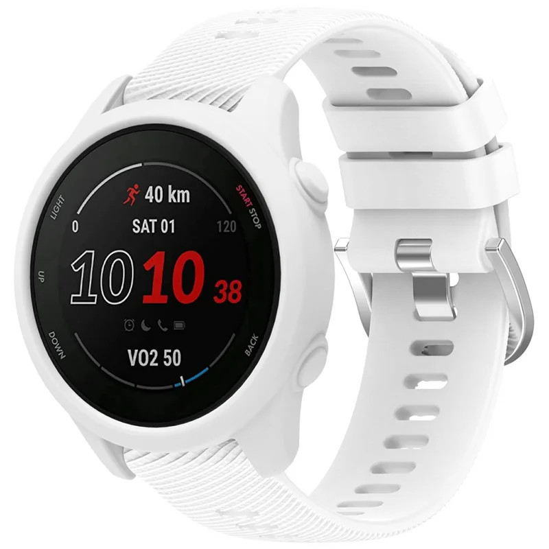Für Garmin Forerunner 255 / Forerunner 265 Cross-Texture Silikon-Band mit Uhrengehäuse - Weiß