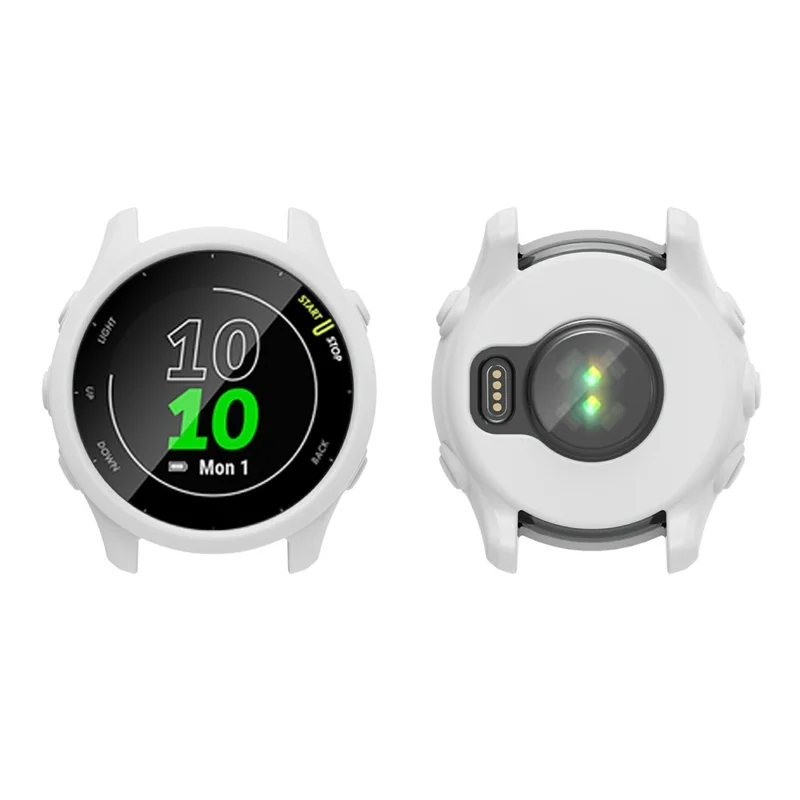 Für Garmin Forerunner 255 / Forerunner 265 Cross-Texture Silikon-Band mit Uhrengehäuse - Weiß