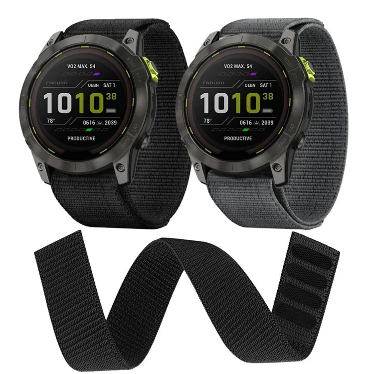 Pulseira de Relógio de Nylon de 26 mm para Garmin Enduro 3 / Fenix 8X / Fenix 7X Fita Mágica de Pulso - Preto