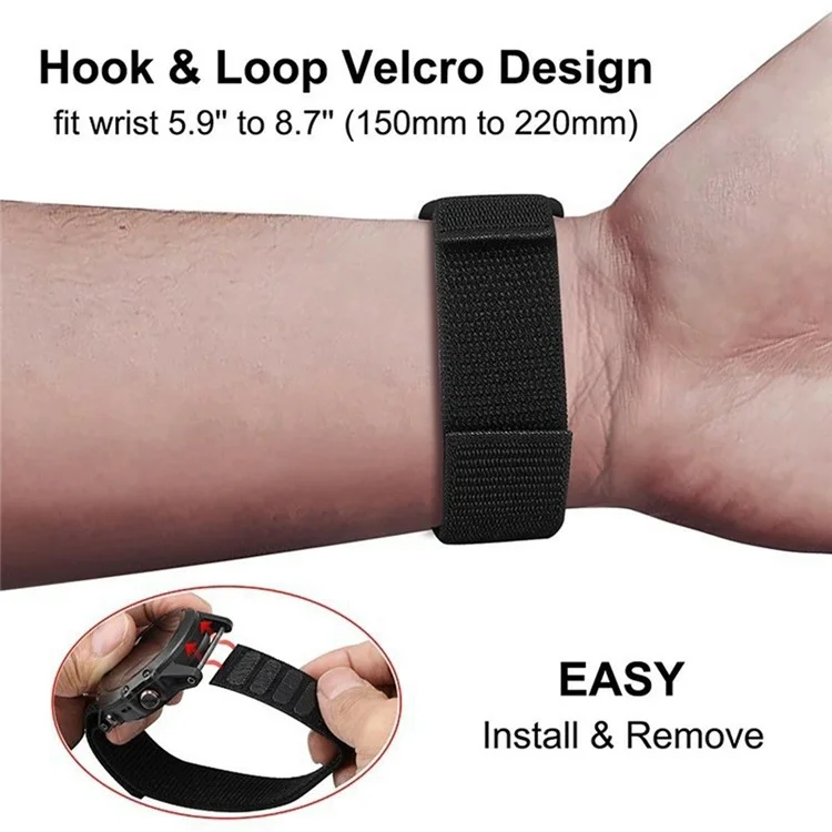Pulseira de Relógio de Nylon de 26 mm para Garmin Enduro 3 / Fenix 8X / Fenix 7X Fita Mágica de Pulso - Preto