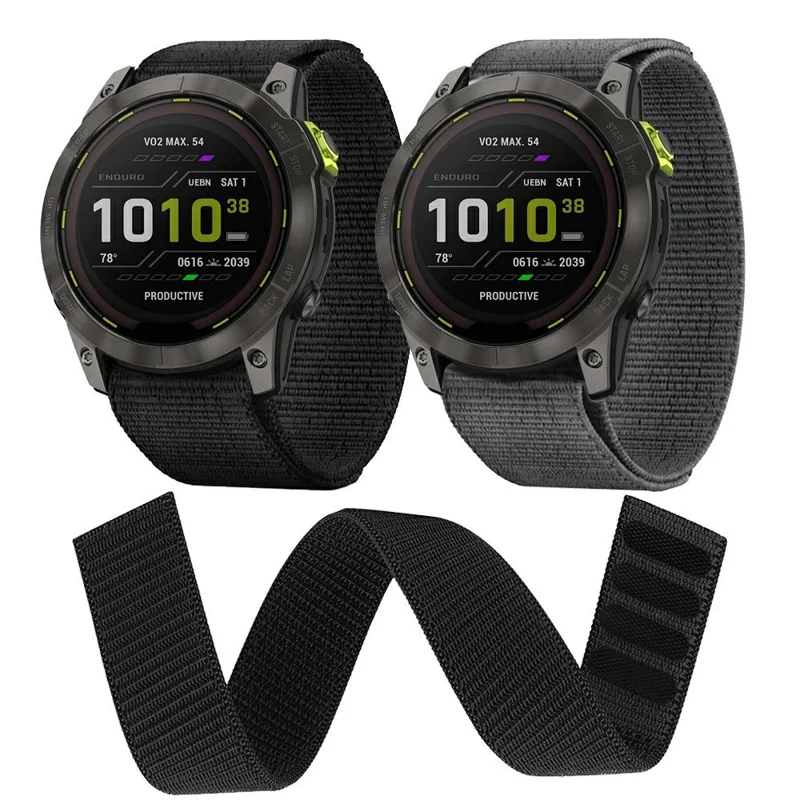 20mm Nylon Watch Band for Garmin Fenix 8S / Fenix 7S / Descent MK3 43mm Magic Tape Wrist Band - Black