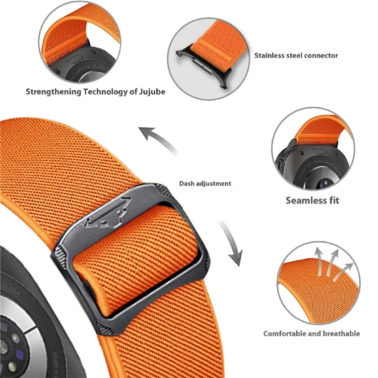 For Samsung Galaxy Watch Ultra 47mm Nylon Strap Elastic Replacement Watch Band - Orange