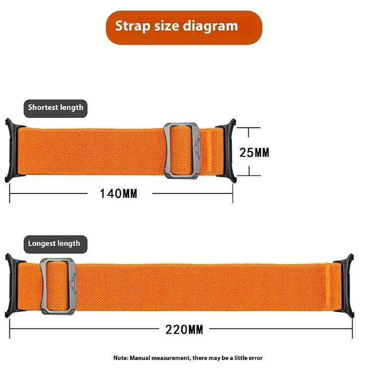 For Samsung Galaxy Watch Ultra 47mm Nylon Strap Elastic Replacement Watch Band - Orange