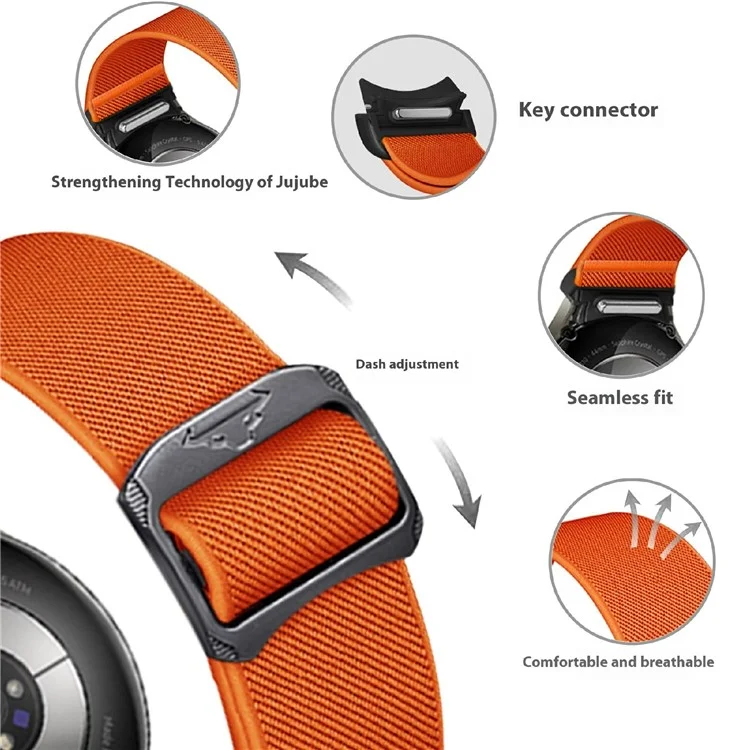 Cinturino in nylon per Samsung Galaxy Watch FE 40mm / Watch7 / Watch6 / Watch 5 / Watch4 Elastic Band - Arancione