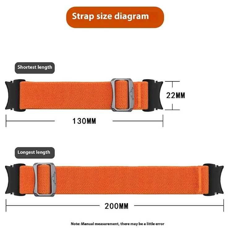 Cinturino in nylon per Samsung Galaxy Watch FE 40mm / Watch7 / Watch6 / Watch 5 / Watch4 Elastic Band - Arancione