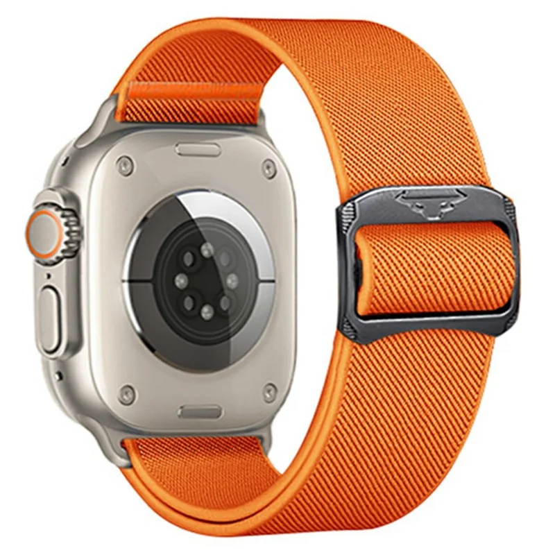 Nylon Strap for Apple Watch Series 10 42mm /  9 8 7 41mm / SE (2023) SE (2022) SE 6 5 4 40mm / 3 2 1 38mm Elastic Band - Orange