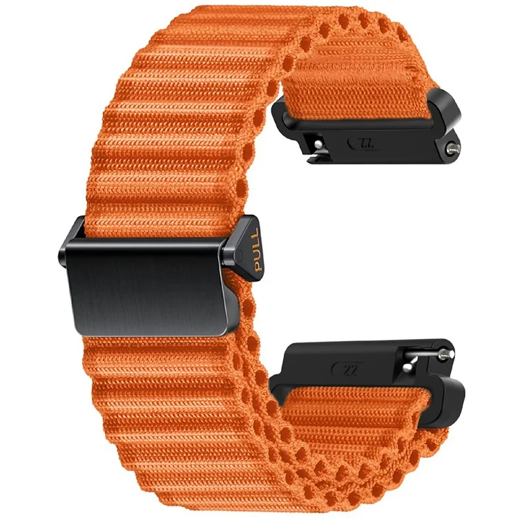 Para Huawei Watch GT 4 41mm / Garmin Venu 3S Watch Strap 18mm Wave Design Nylon Wrist Band - Laranja