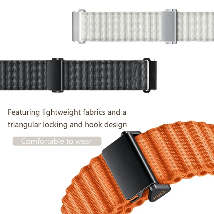 Para Huawei Watch GT 4 41mm / Garmin Venu 3S Watch Strap 18mm Wave Design Nylon Wrist Band - Laranja