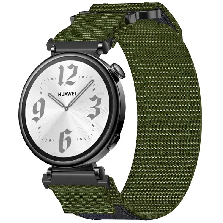 Para Huawei Watch GT 4 41mm / Garmin Venu 3S Correa de Reloj de Nylon 18mm Cierre de Bucle - Verde Ejército