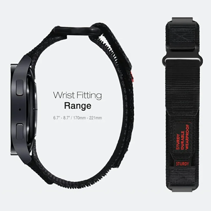 For Huawei Watch GT 4 41mm / Garmin Venu 3S Nylon Watch Band 18mm Loop Fastener Strap - Black