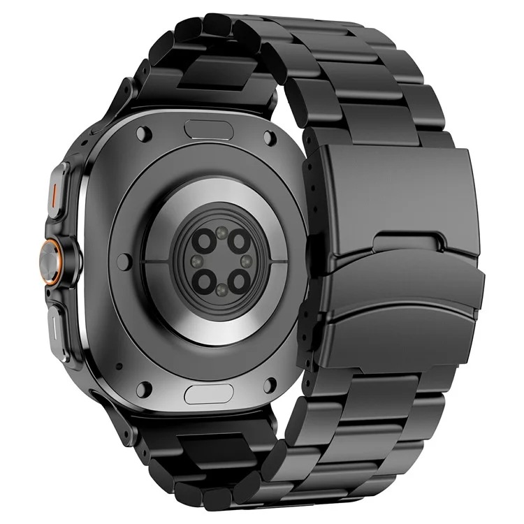 Pour Samsung Galaxy Watch Ultra 47mm Watch Band Titane Alliage Trois Perles Bracelet - Noir