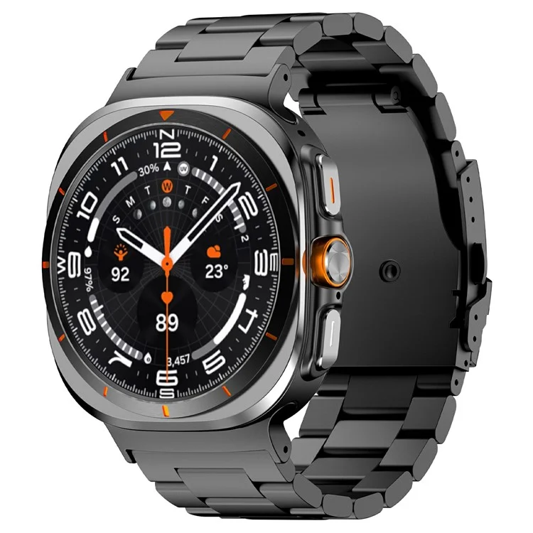 Pour Samsung Galaxy Watch Ultra 47mm Watch Band Titane Alliage Trois Perles Bracelet - Noir
