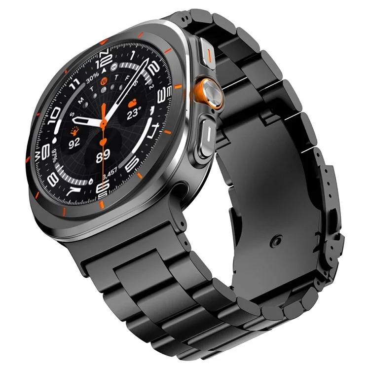 Pour Samsung Galaxy Watch Ultra 47mm Watch Band Titane Alliage Trois Perles Bracelet - Noir