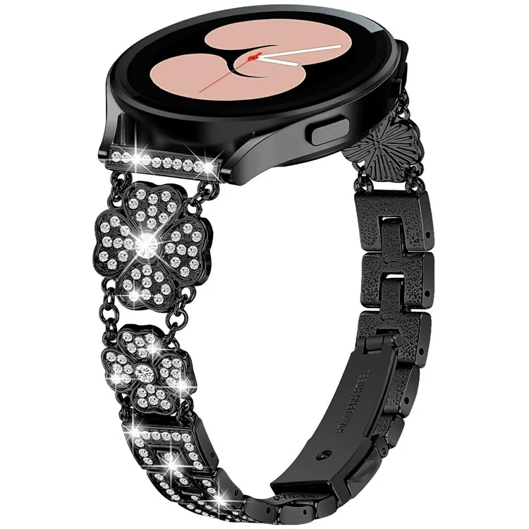 Para Samsung Galaxy Watch7 44 mm / Banda de Relojes de 40 mm Clover Rhinestone Decor Strap Store - Negro