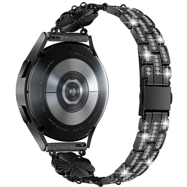 Para Samsung Galaxy Watch7 44 mm / Banda de Relojes de 40 mm Clover Rhinestone Decor Strap Store - Negro