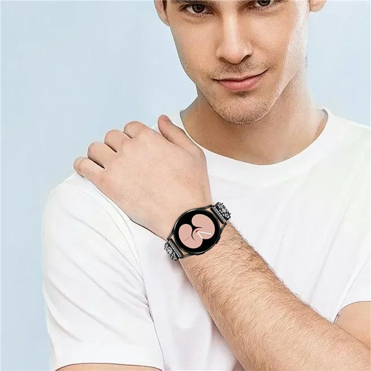 Para Samsung Galaxy Watch7 44 mm / Banda de Relojes de 40 mm Clover Rhinestone Decor Strap Store - Negro