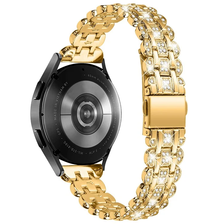 Für Samsung Galaxy Watch7 44mm / 40mm Uhrenarmband mit Rhinestone-Verzierung, Smartwatch-Armband - Gold