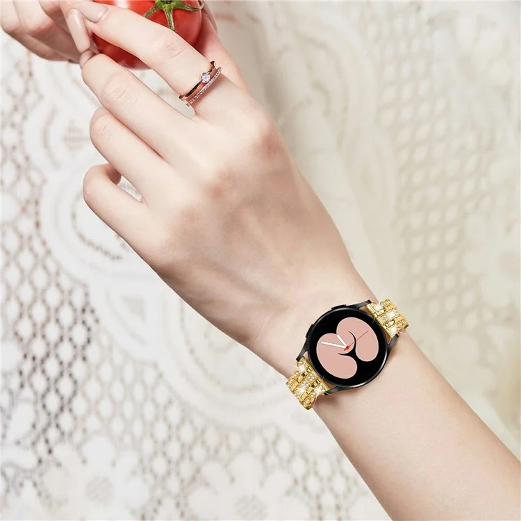 Für Samsung Galaxy Watch7 44mm / 40mm Uhrenarmband mit Rhinestone-Verzierung, Smartwatch-Armband - Gold