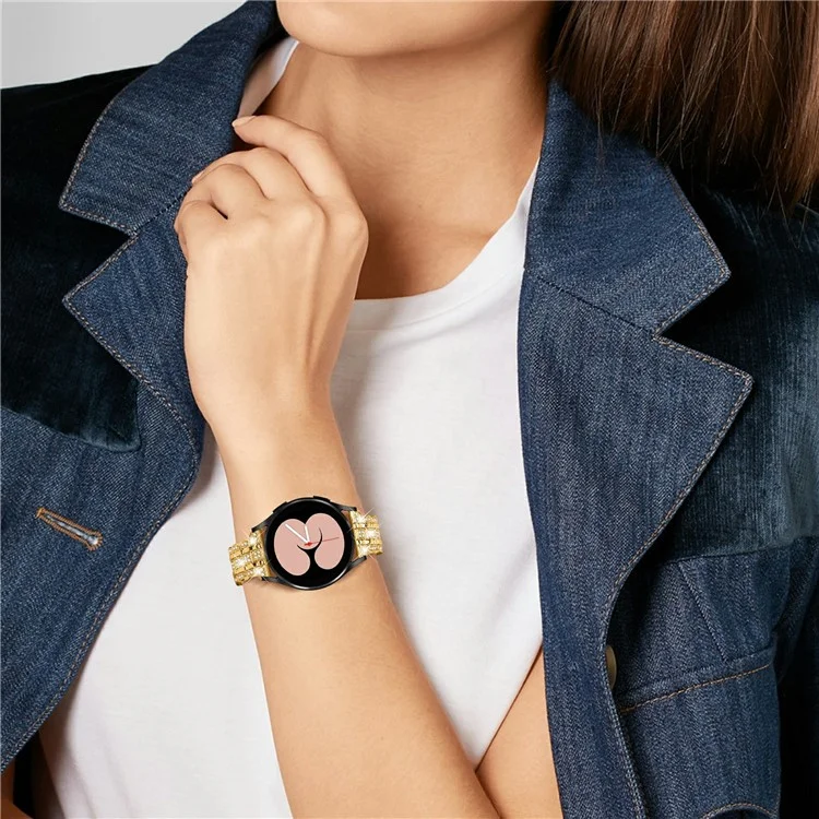 Für Samsung Galaxy Watch7 44mm / 40mm Uhrenarmband mit Rhinestone-Verzierung, Smartwatch-Armband - Gold