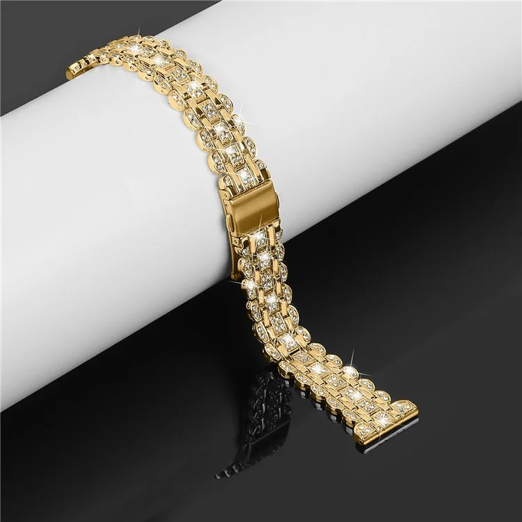 Für Samsung Galaxy Watch7 44mm / 40mm Uhrenarmband mit Rhinestone-Verzierung, Smartwatch-Armband - Gold
