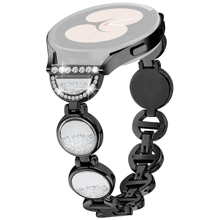 Para Samsung Galaxy Watch7 44mm / 40mm Banda Diseño de Arena Movediza Metal Watch Correa Pulsera - Negro