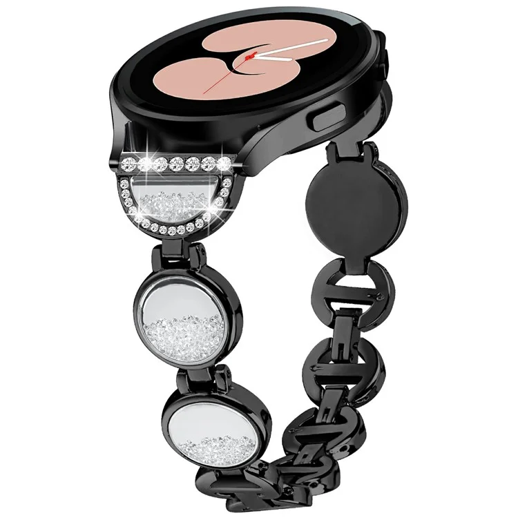 Para Samsung Galaxy Watch7 44mm / 40mm Banda Diseño de Arena Movediza Metal Watch Correa Pulsera - Negro