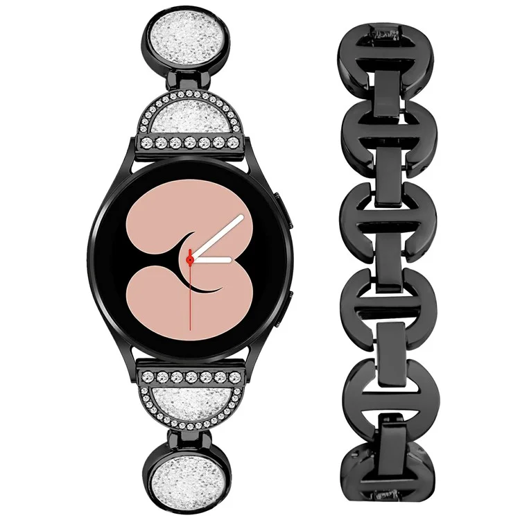 Para Samsung Galaxy Watch7 44mm / 40mm Banda Diseño de Arena Movediza Metal Watch Correa Pulsera - Negro