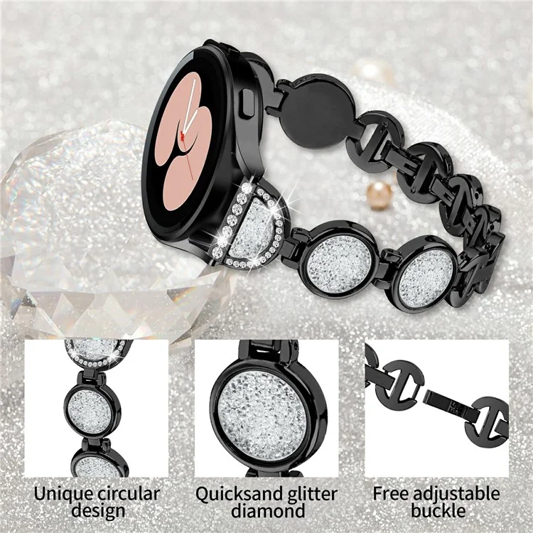 Para Samsung Galaxy Watch7 44mm / 40mm Banda Diseño de Arena Movediza Metal Watch Correa Pulsera - Negro